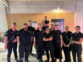Crew members at Penn Medicine Lancaster General Hospital after a late night vehicle accident where all 4 PVFD ambulances were called out and transported patients. 