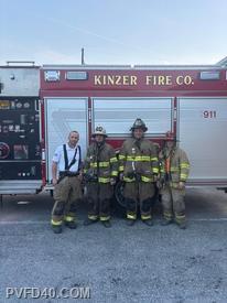 Engine 405s crew after a working shed fire in the 405 first due. 