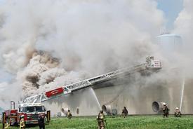 Tower 40, Pumper Tankers 403 and 405 and Rehab 40 assisted station 50 (Willow Street) with this chicken house fire. Photo credit to Willow Street Fire Company