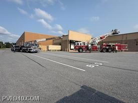 Tower 40 and Ladder 204 (Manheim Township Fire Rescue) assisting Lafayette Fire Company on a reported building fire. 